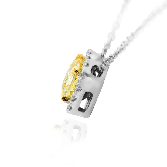 Fancy Yellow Cushion Diamond Halo Pendant