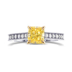 V-prong Solitaire and Milgrain Pave Side-stone Ring Setting