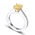 V-prong Solitaire and Milgrain Pave Side-stone Ring Setting - 3