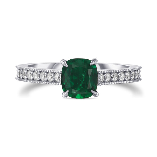 V-prong Solitaire and Milgrain Pave Side-stone Ring Setting - 6