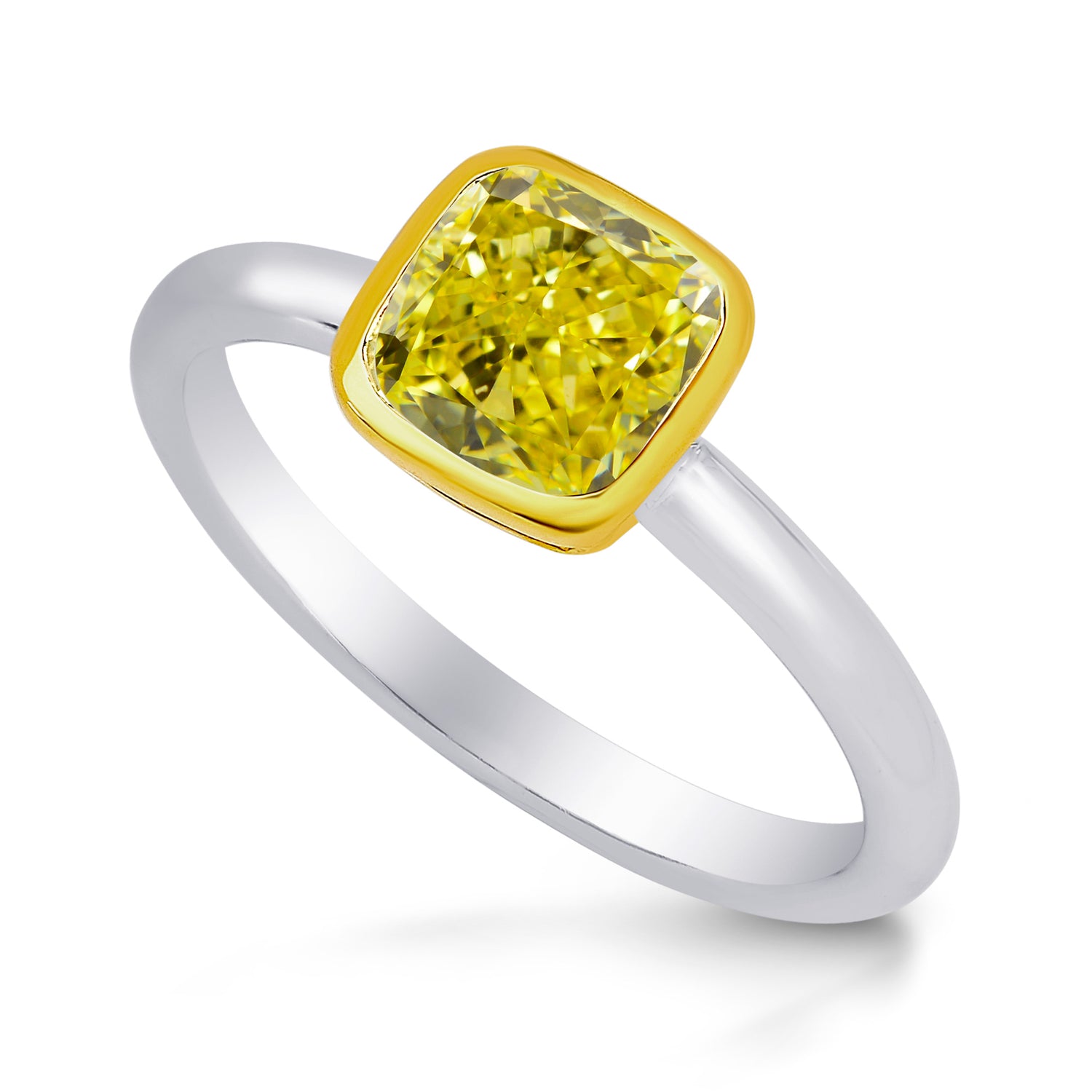 Two-tone Bezel Diamond Solitaire Ring - 3