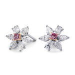 Fancy Intense Purplish Pink Princess & Fancy Colorless Diamond Earrings