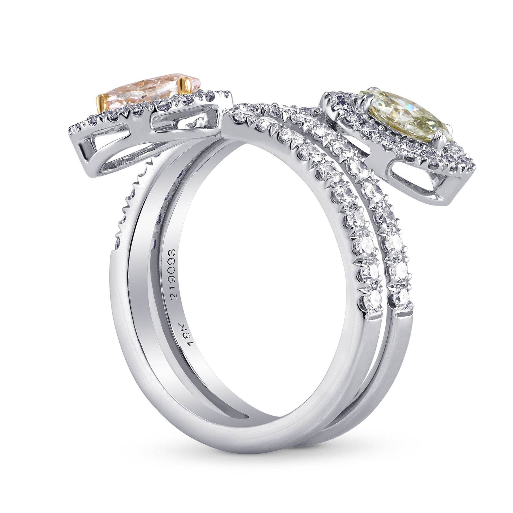 Pink & Chameleon Marquise Diamond Halo Ring