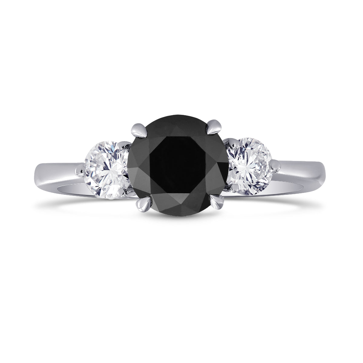 Black & White Diamond Round Brillant 3 Stones Ring