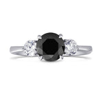 Black & White Diamond Round Brillant 3 Stones Ring