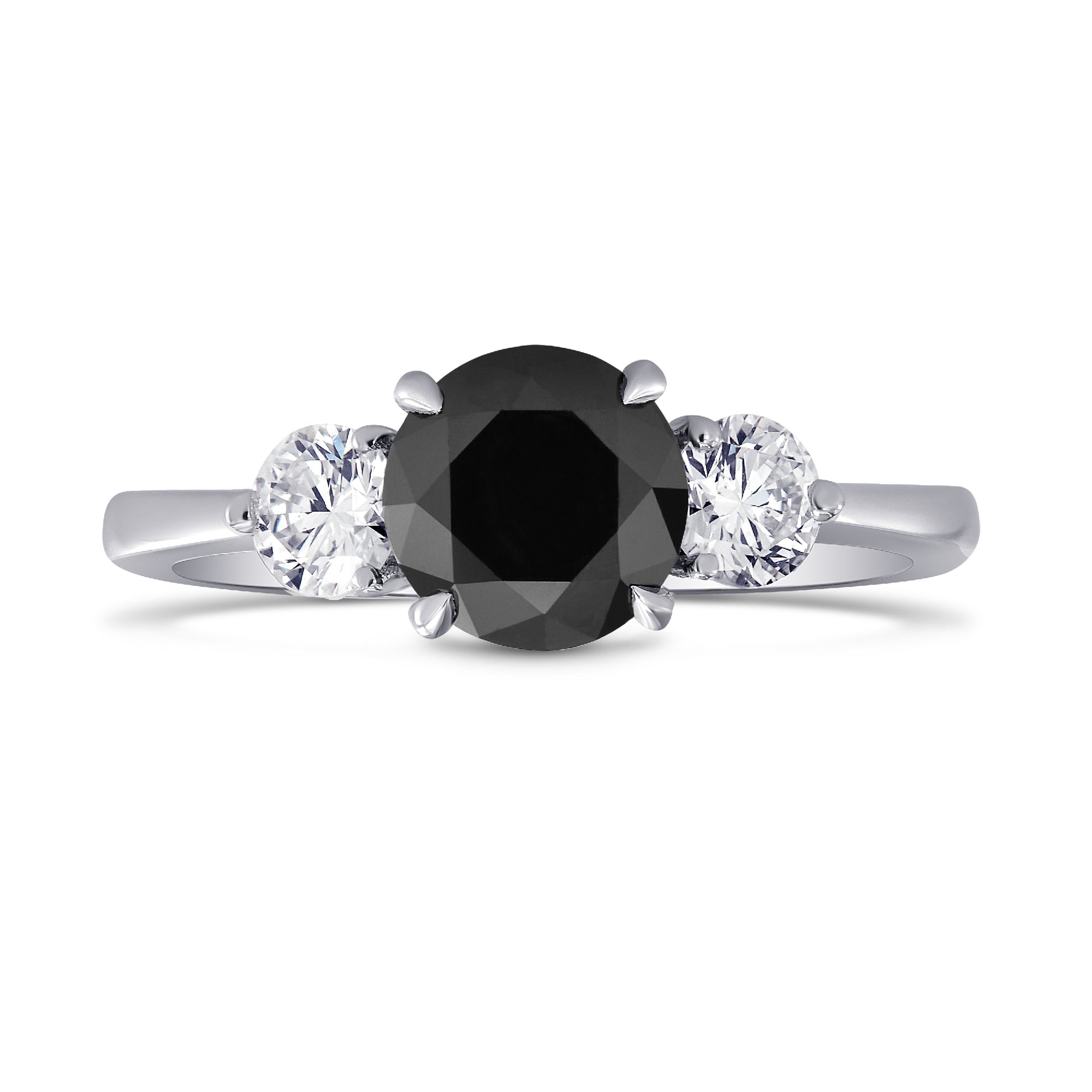 Black & White Diamond Round Brillant 3 Stones Ring