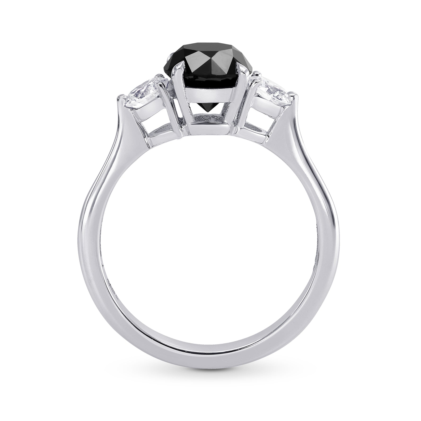 Black & White Diamond Round Brillant 3 Stones Ring