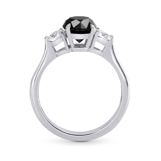 Black & White Diamond Round Brillant 3 Stones Ring
