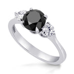 Black & White Diamond Round Brillant 3 Stones Ring