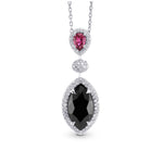 Natural Fancy Black Marquise Diamond & Ruby Necklace