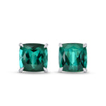 Green Tourmaline Cushion Stud Earrings