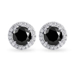 Fancy Black Round Brilliant Diamond Halo Earrings
