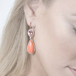 Pink Kunzite, Coral & Diamond Drop Earrings