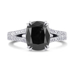 Natural Radiant Fancy Black Pave Diamond Ring 