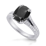 Natural Radiant Fancy Black Pave Diamond Ring 