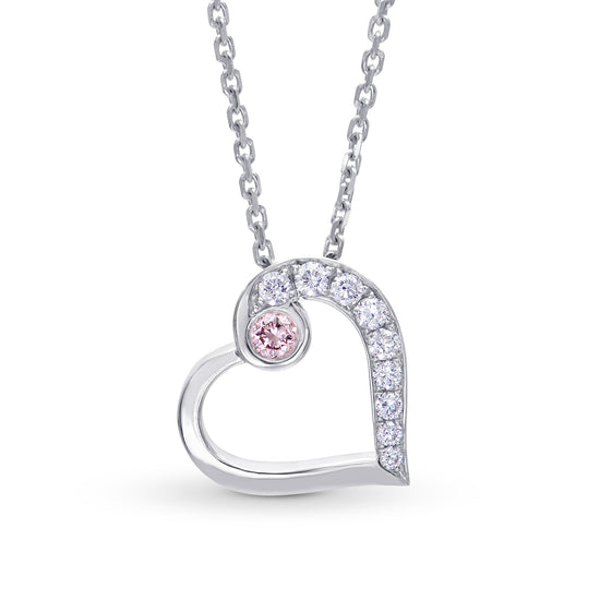 Pink and White Diamond Heart Pendant