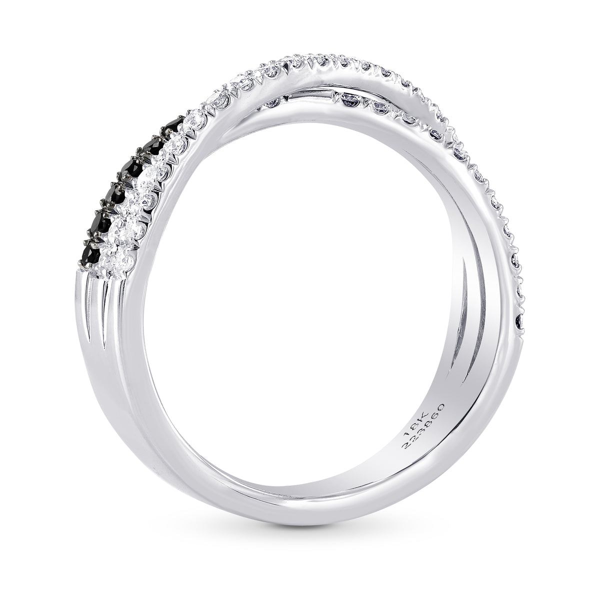 Black Diamond Cross-Over Pave Band Ring