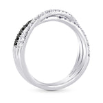 Black Diamond Cross-Over Pave Band Ring