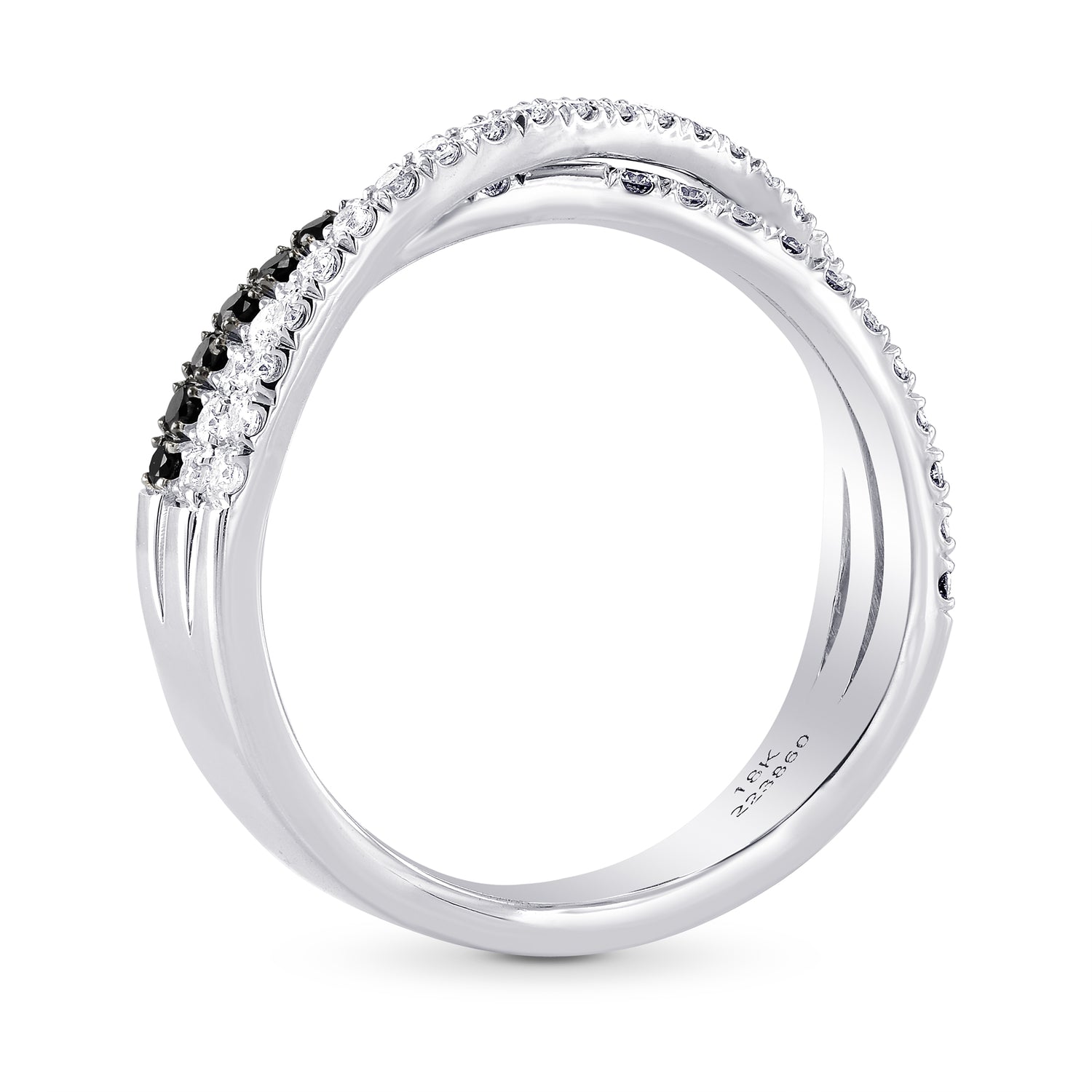 Black Diamond Cross-Over Pave Band Ring