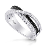 Black Diamond Cross-Over Pave Band Ring