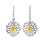 Fancy Yellow Round Brillant Halo Earrings