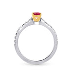 Oval Red Ruby & Diamond Side stone Ring