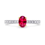Oval Red Ruby & Diamond Side stone Ring