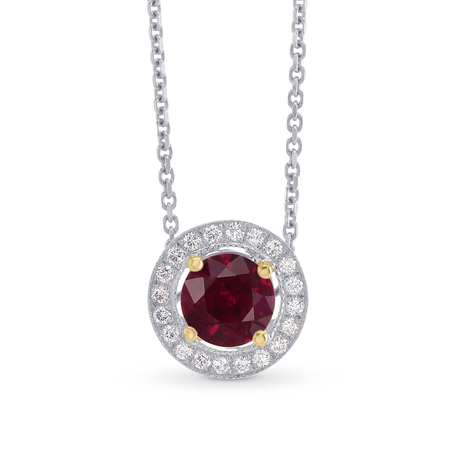 Cushion Milgrain Halo Diamond Pendant Setting - 3
