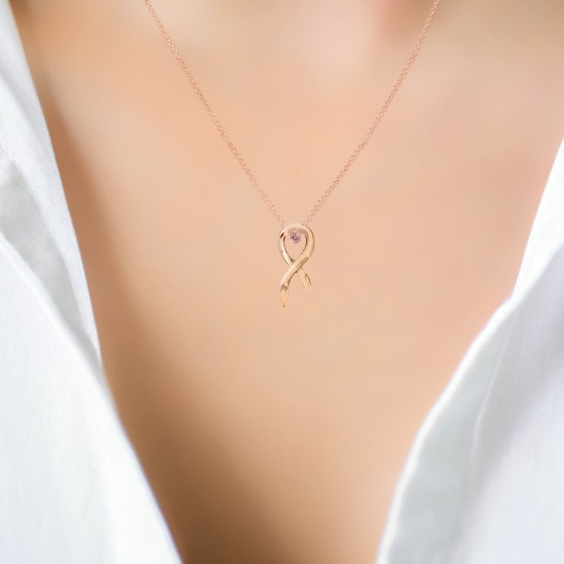 Pink Diamond Round Brilliant Drop Pendant