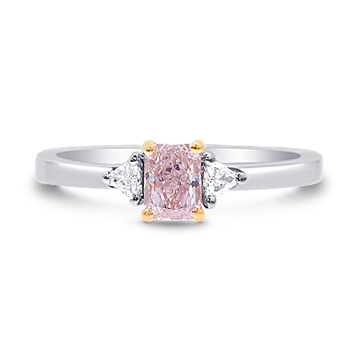 Light Pink Radiant Diamond 3 Stone Ring