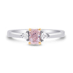 Light Pink Radiant Diamond 3 Stone Ring