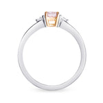 Light Pink Radiant Diamond 3 Stone Ring