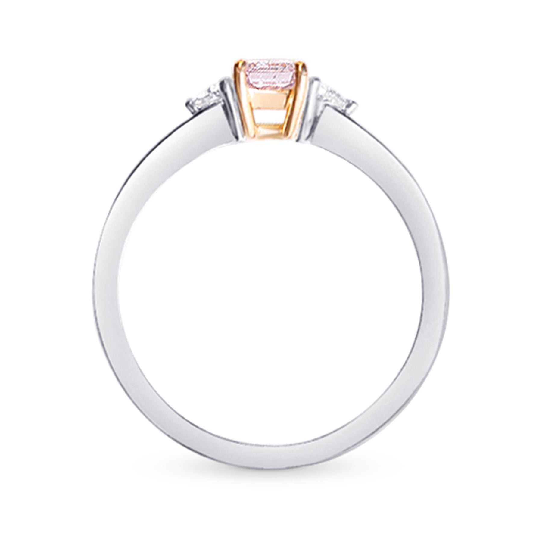 Light Pink Radiant Diamond 3 Stone Ring
