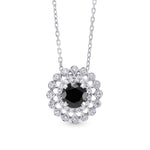 Black Diamond Filigree Floral Halo Pendant