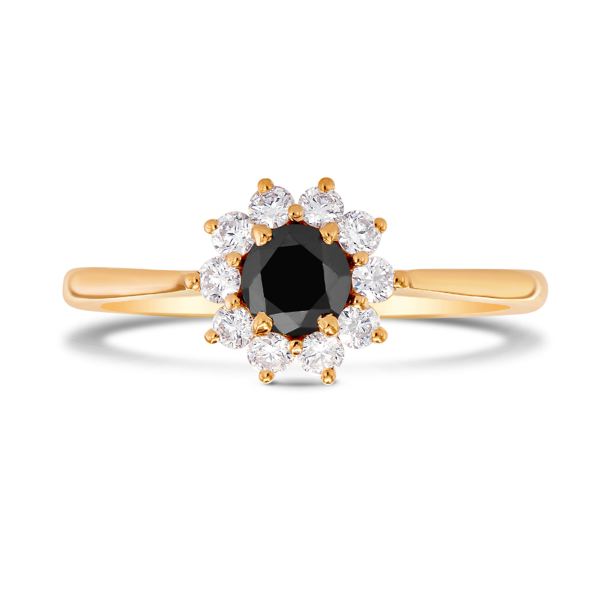 Black Diamond Floral Halo Ring