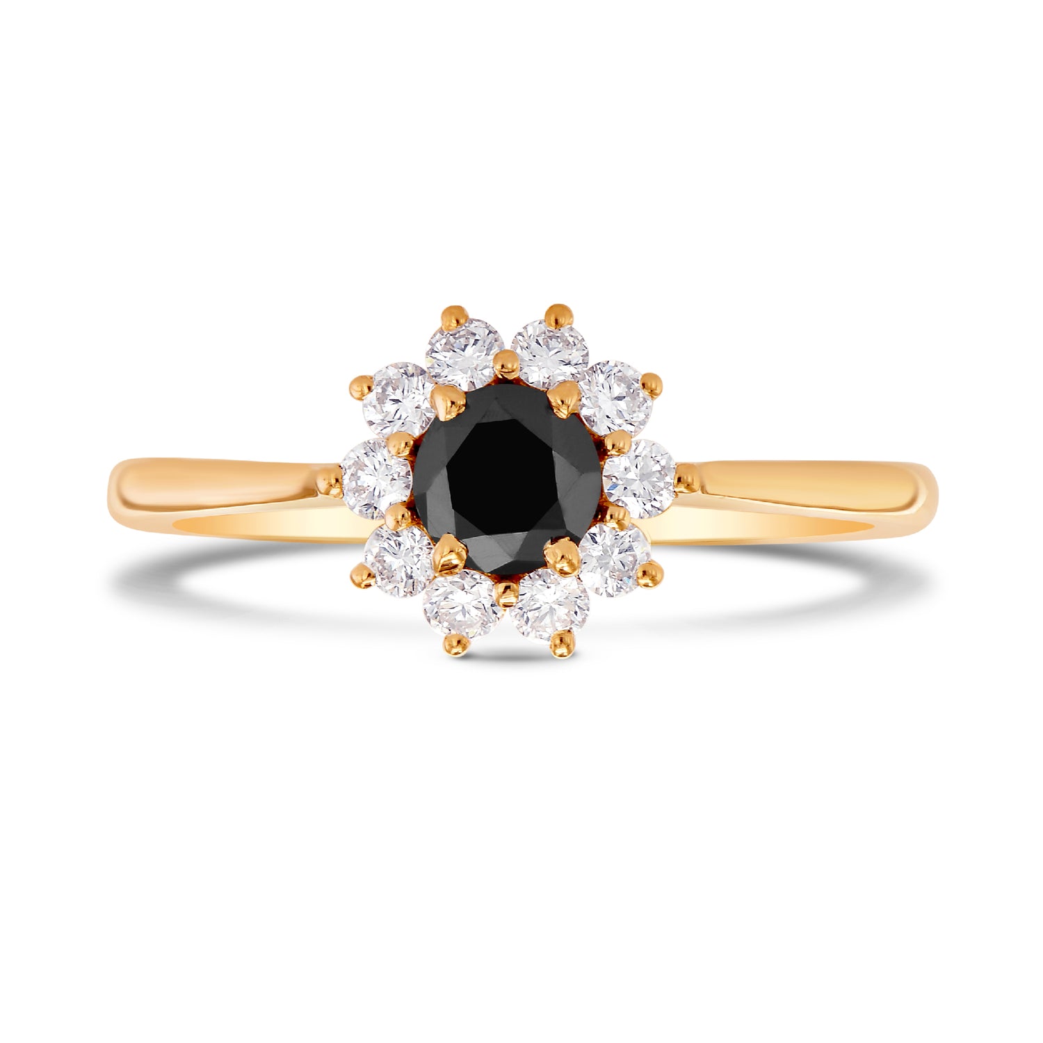 Black Diamond Floral Halo Ring
