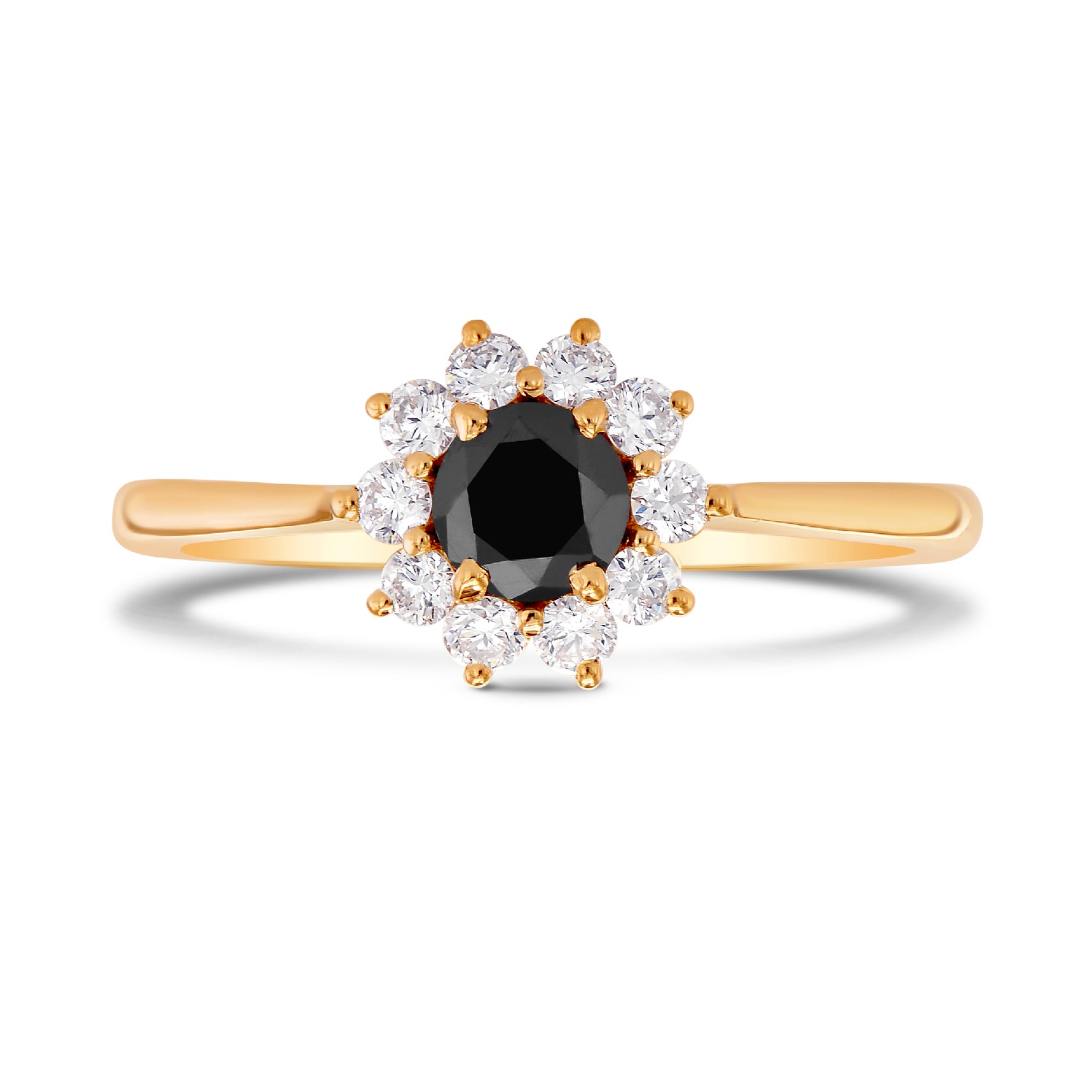 Black Diamond Floral Halo Ring