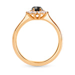 Black Diamond Floral Halo Ring