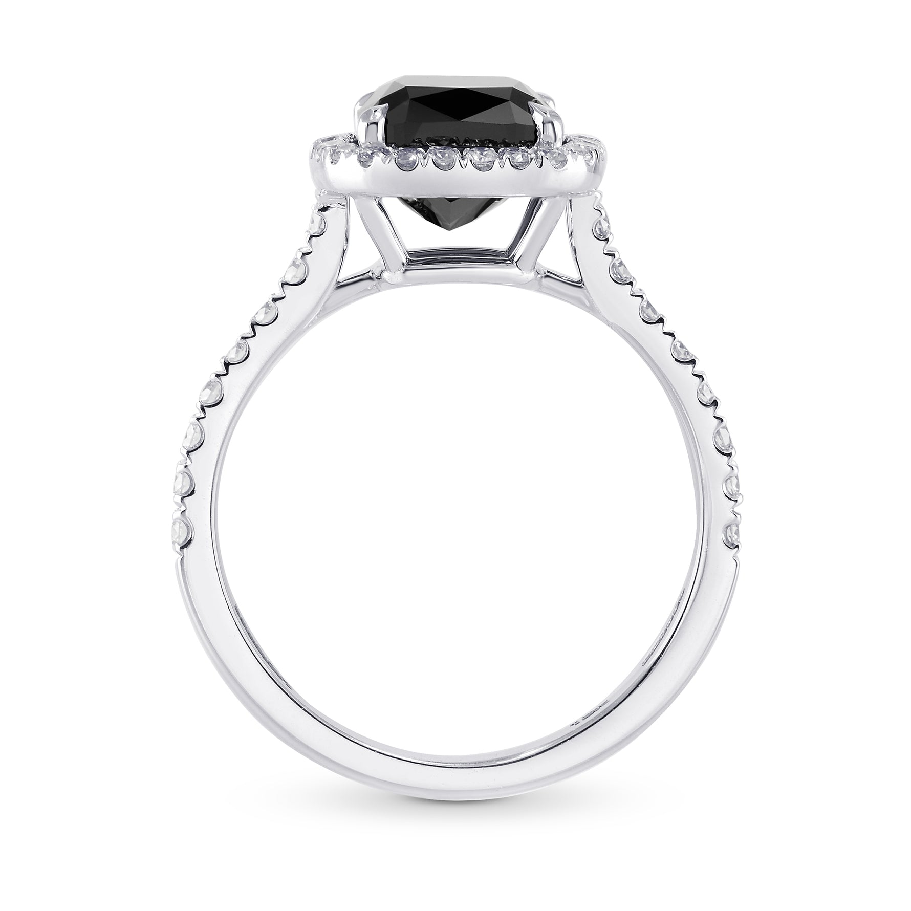 Fancy Black Cushion Diamond Halo Ring