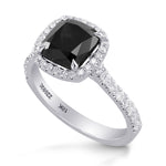 Fancy Black Cushion Diamond Halo Ring