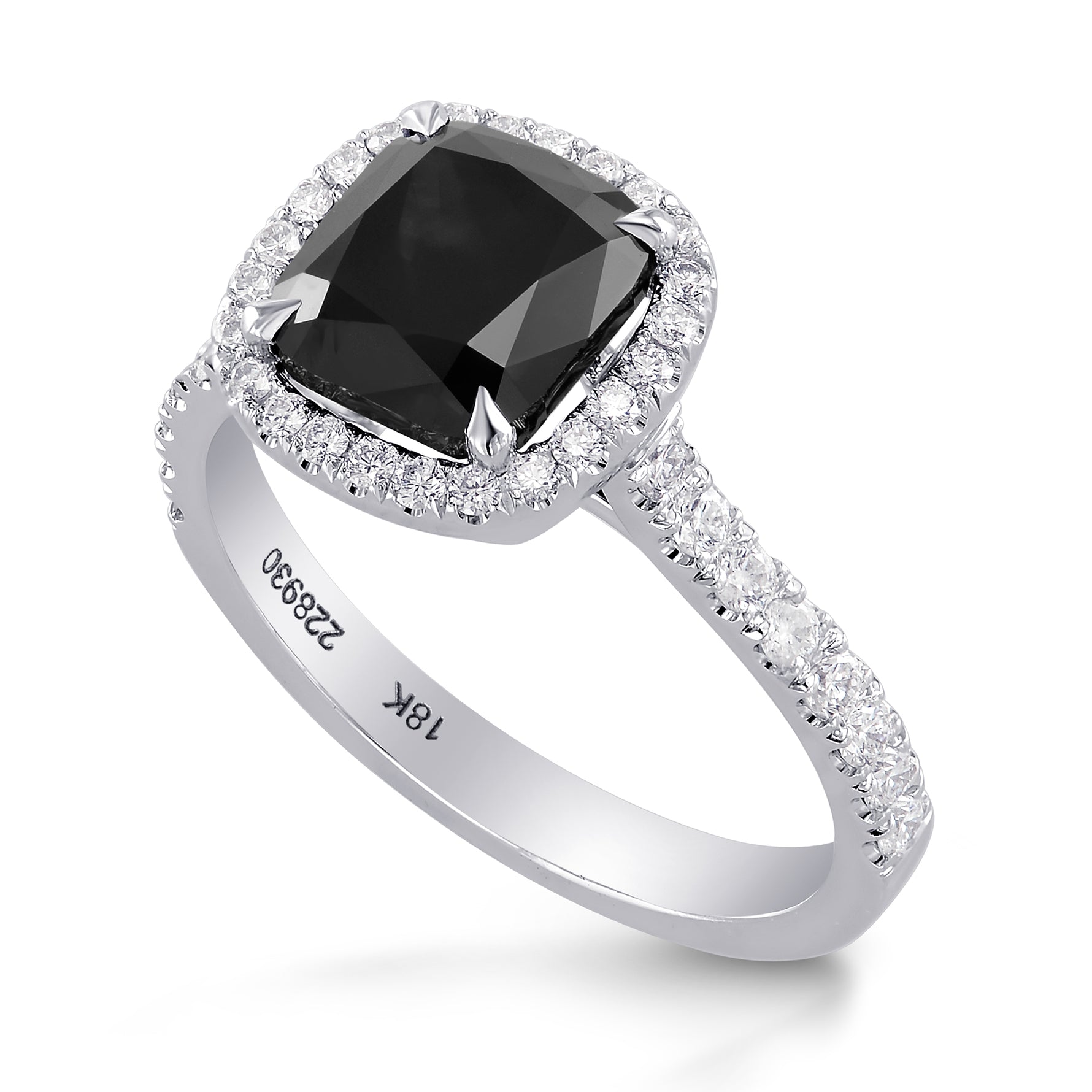 Fancy Black Cushion Diamond Halo Ring