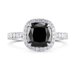 Fancy Black Cushion Diamond Halo Ring