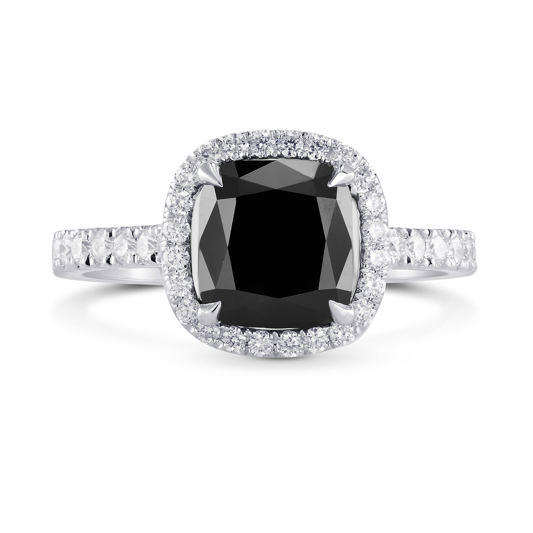 Fancy Black Cushion Diamond Halo Ring