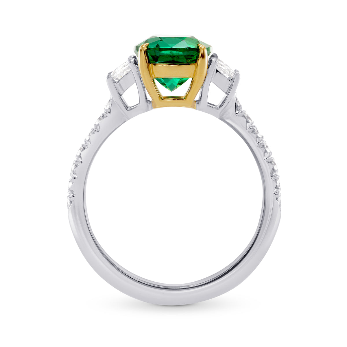 Oval Emerald & Half-moon Diamond Ring