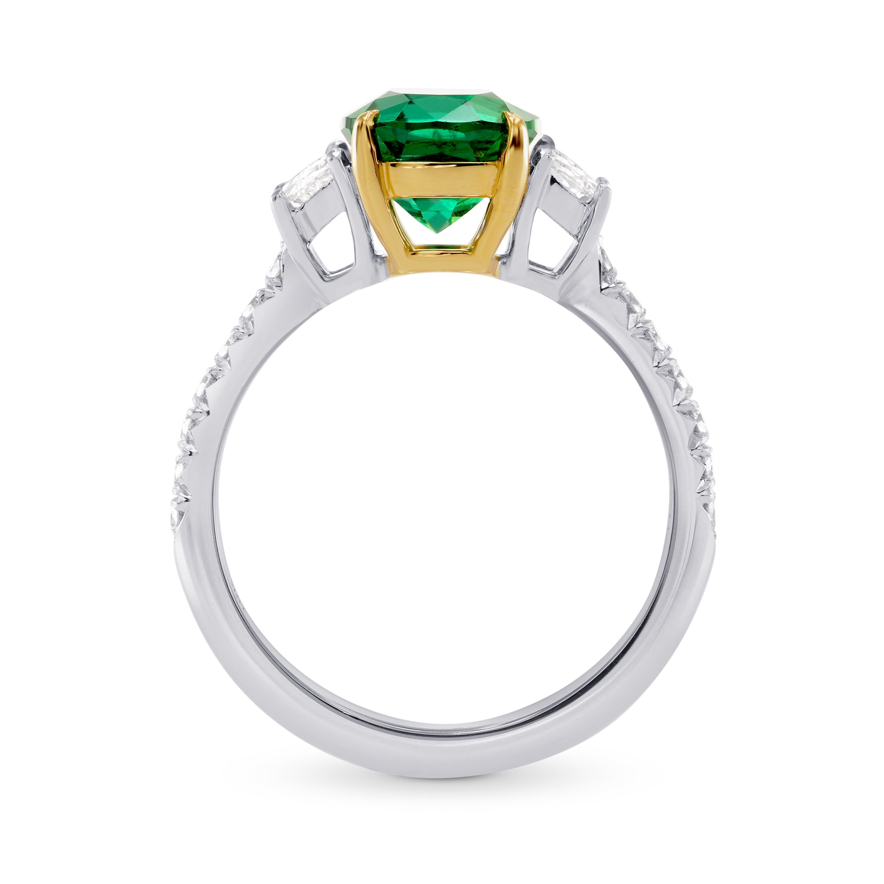 Oval Emerald & Half-moon Diamond Ring