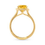 Oval Citrine & Gold Rope Ring