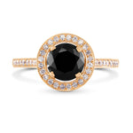 Rose Gold Natural Black Diamond Engagement Ring
