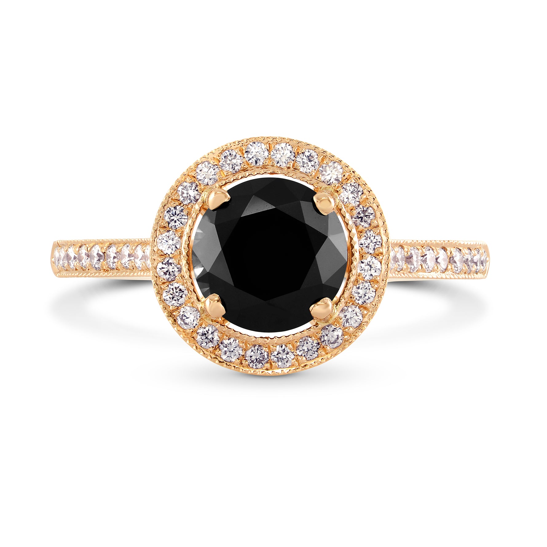 Rose Gold Natural Black Diamond Engagement Ring