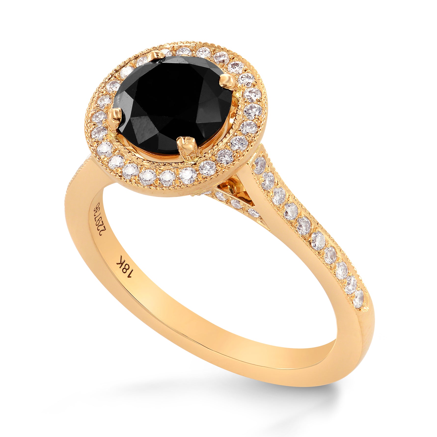 Rose Gold Natural Black Diamond Engagement Ring