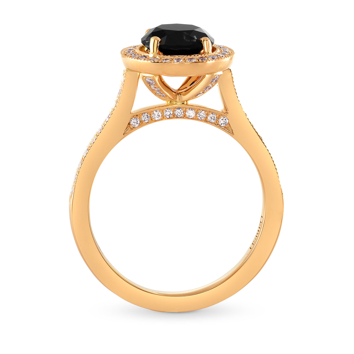 Rose Gold Natural Black Diamond Engagement Ring